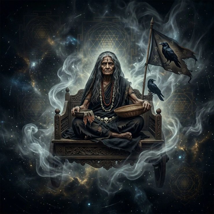 Dhumavati Ma - The Power Of Vairagya | Supreme Detachment Goddess (PRT-8740-122481) - Canvas Art Print - 12in X 12in
