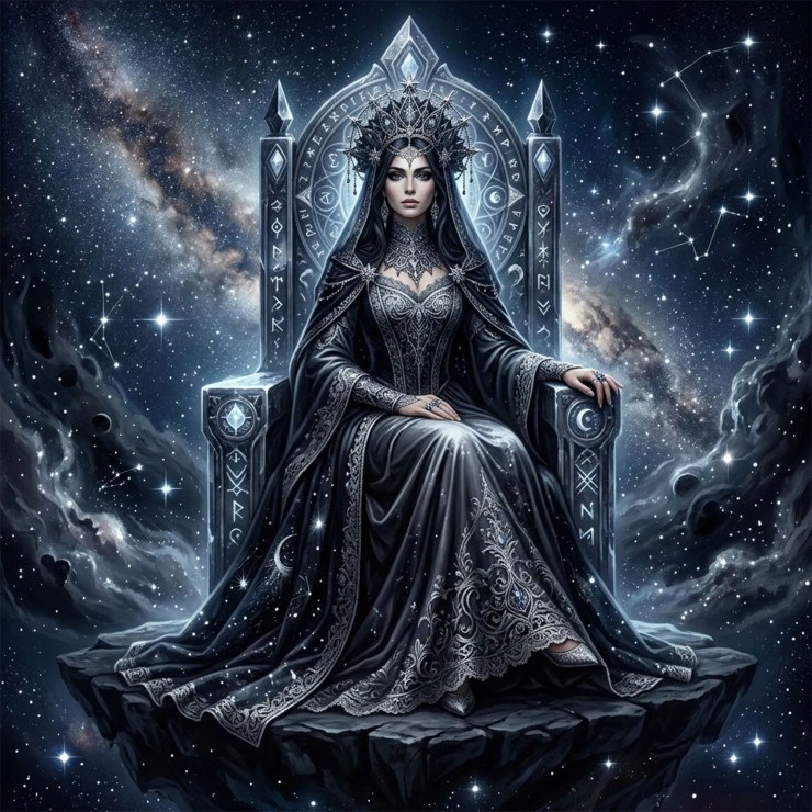 Dhumavati Ma - The Widow's Grace | Power Of Sacred Solitude | (PRT-8740-122477) - Canvas Art Print - 18in X 18in