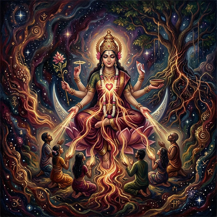 Chinnamasta Ma - The Nourishing Mother | Self-Giving As Sacred Teaching (PRT-8740-122471) - Canvas Art Print - 12in X 12in