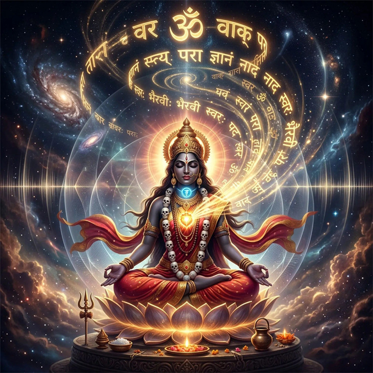 Bhairavi Ma - Ruler Of Para Vak | Goddess Of Primordial Speech (PRT-8740-122466) - Canvas Art Print - 12in X 12in