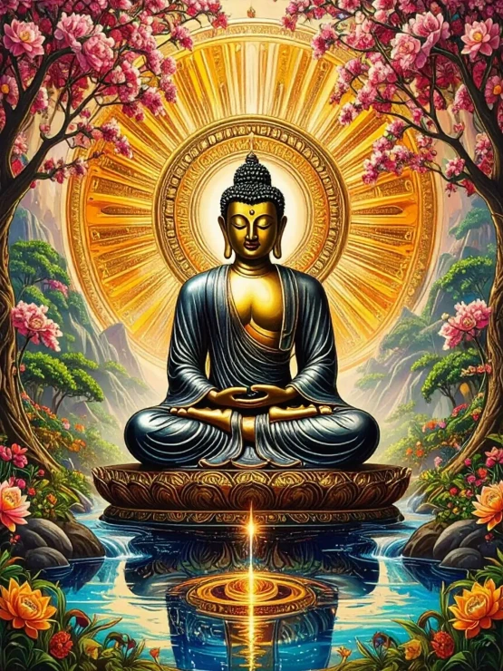 Sacred Bloom Of Enlightenment (PRT-17594-122501) - Canvas Art Print - 18in X 24in