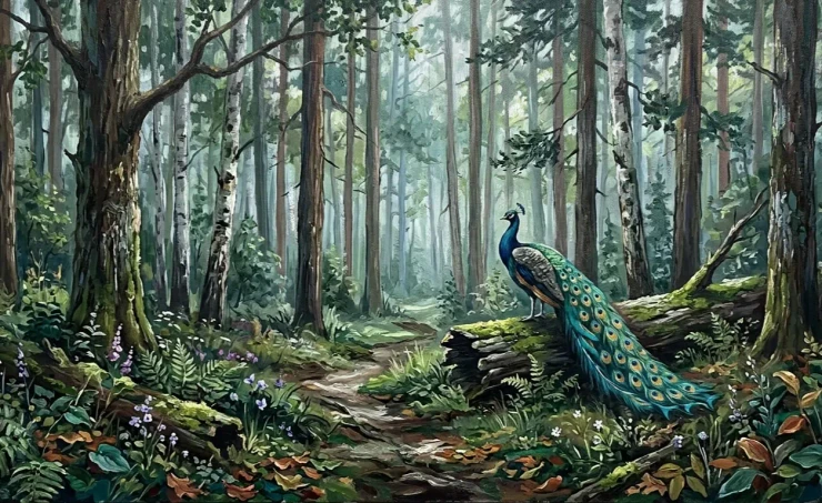 Heaven View Forest Landscape Scenery Painting (ART-3319-122711) - Handpainted Art Painting - 48in X 24in