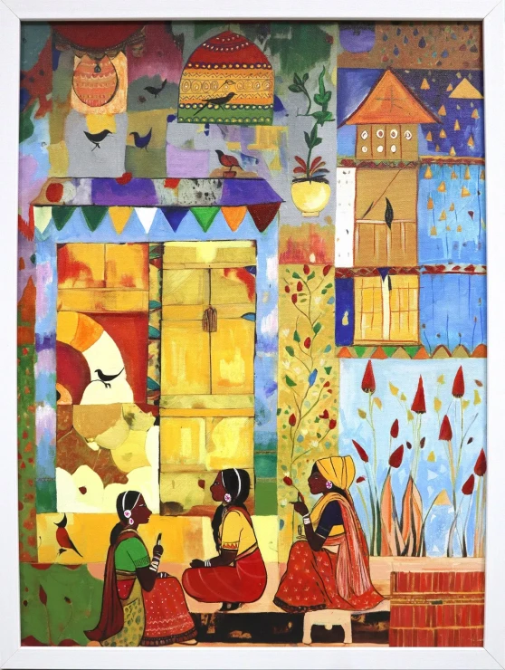 Diwali Discussion (ART-18572-122678) - Handpainted Art Painting - 18in X 24in