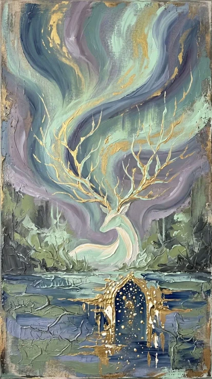 Mystic Woodland Awakening - Series: Beasts Of The Inner Cosmos - 12 (PRT-15697-122747) - Canvas Art Print - 33in X 60in