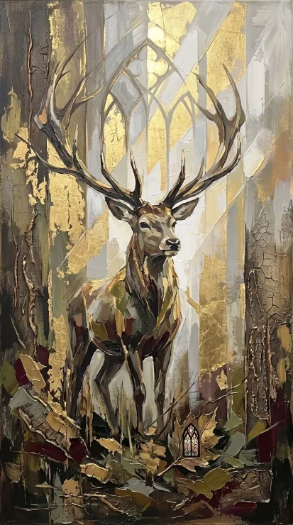 Light Beneath The Branches - Series: Beasts Of The Inner Cosmos - 03 (PRT-15697-122727) - Canvas Art Print - 33in X 60in