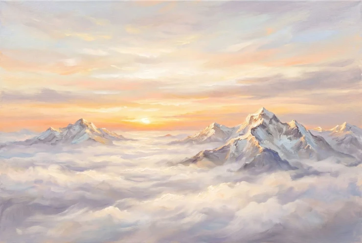 The Himalayas Awaken In Gold. (Sacred Peaks — A Himalayan Landscape Collection) (PRT-15697-122681) - Canvas Art Print - 60in X 40in