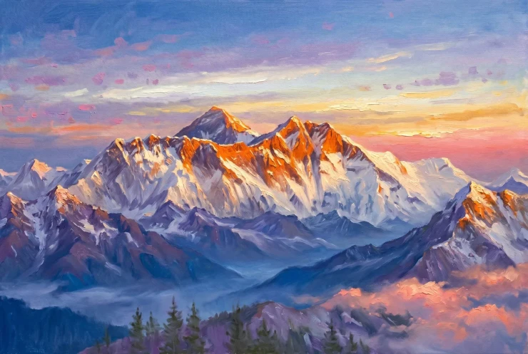 Snow And Fire Meet At Dawn (Sacred Peaks — A Himalayan Landscape Collection) (PRT-15697-122689) - Canvas Art Print - 60in X 40in