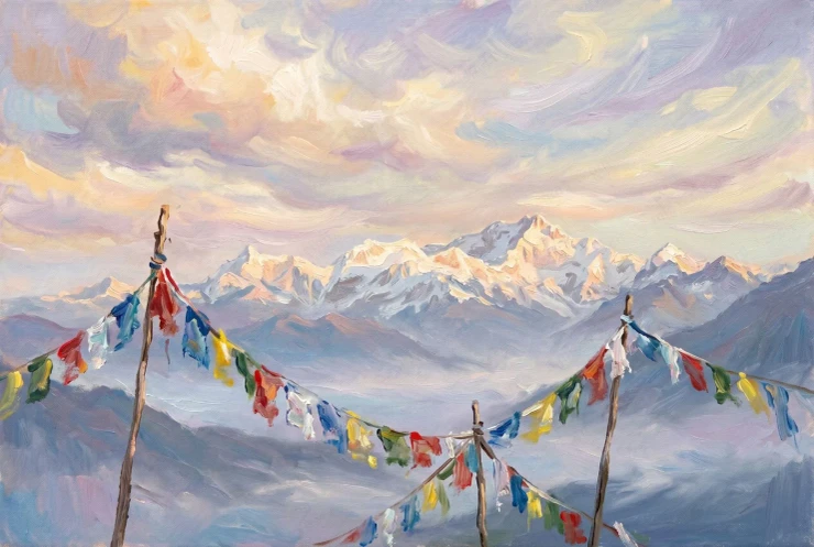 Himalayan Winds Of Faith (Sacred Peaks — A Himalayan Landscape Collection) (PRT-15697-122686) - Canvas Art Print - 60in X 40in