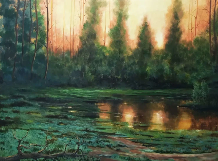 Early Morning (ART-464-122779) - Handpainted Art Painting - 48in X 36in