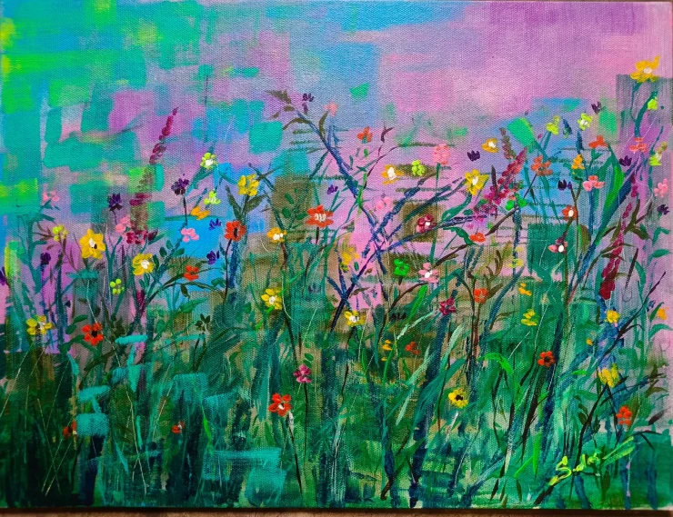 Messy Explosion (ART-18629-122941) - Handpainted Art Painting - 16in X 12in