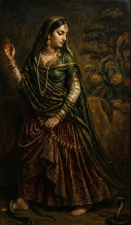 The Unwavering Path Of The Abhisarika (PRT-18374-122930) - Canvas Art Print - 21in X 36in