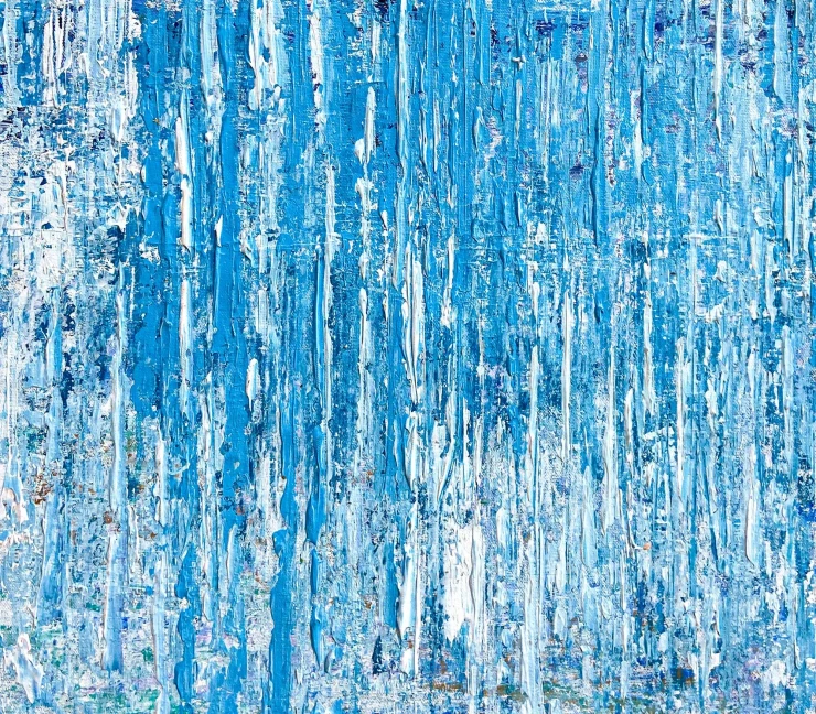 Frozen Rainfall (ART-8156-123121) - Handpainted Art Painting - 17in X 15in