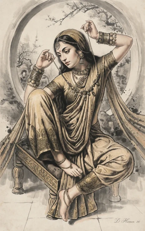 The Grace Of Anticipation: Vasakasajja (PRT-18374-123136) - Canvas Art Print - 19in X 30in