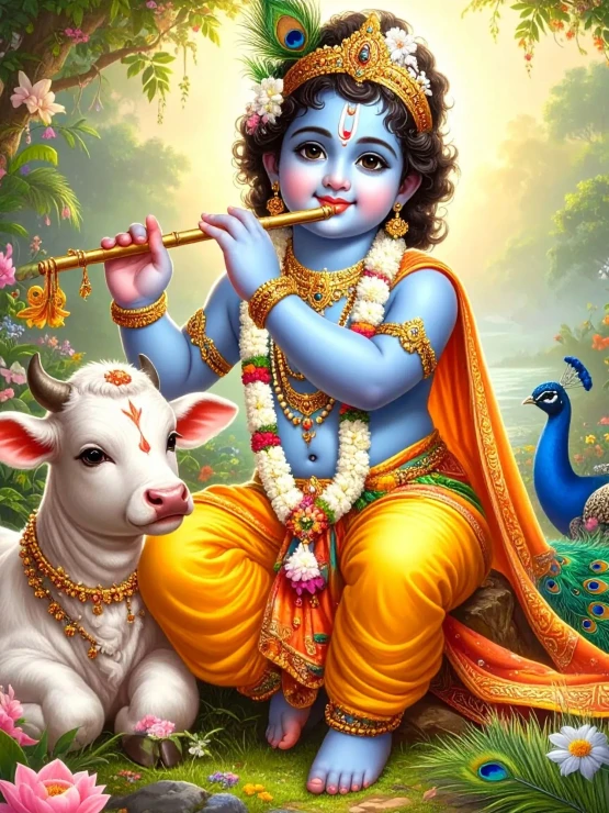 हरि केशव, नन्द मुकुन्द (PRT-17594-123422) - Canvas Art Print - 13in X 18in