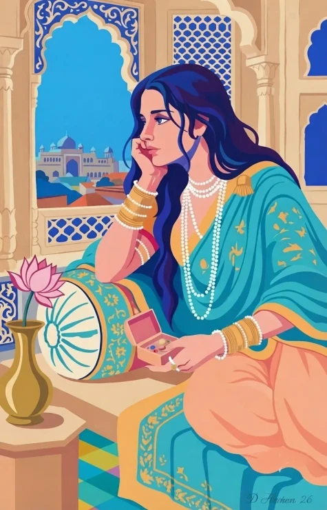Remembrance In Turquoise (PRT-18374-123360) - Canvas Art Print - 19in X 30in
