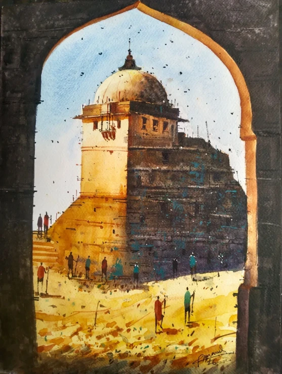 Old Palace (ART-18683-123352) - Handpainted Art Painting - 10in X 14in