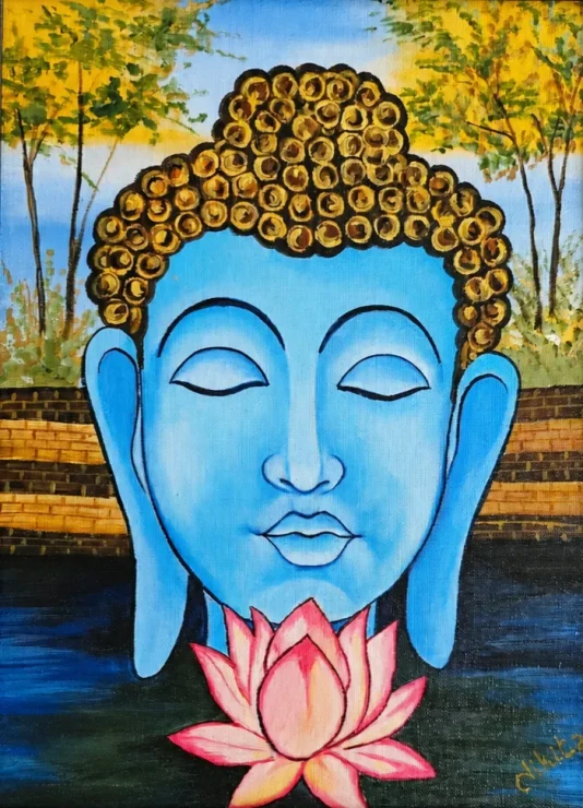 Inner Serenity # (ART-16931-123065) - Handpainted Art Painting - 12in X 16in