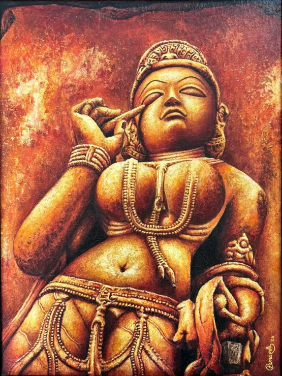 Sundari (ART-18722-123522) - Handpainted Art Painting - 18in X 24in