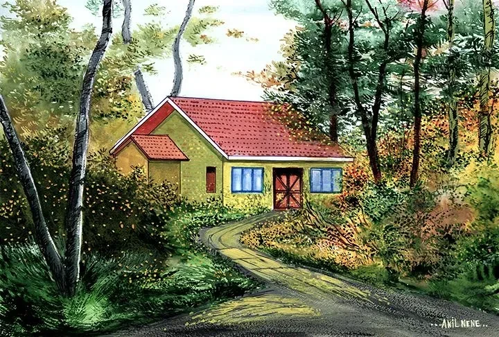 Home Sweet Home (ART-924-123521) - Handpainted Art Painting - 21in X 14in