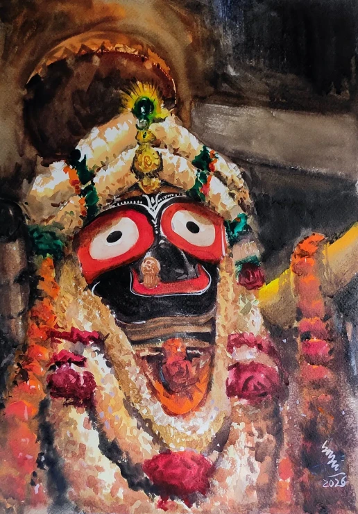 Jay Jagannath (ART-7901-123549) - Handpainted Art Painting - 12in X 16in