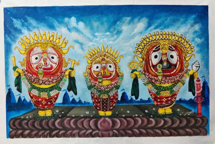 Jagannath (ART-7272-123648) - Handpainted Art Painting - 30in X 21in
