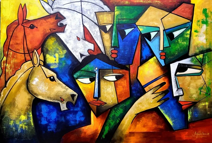 The Untold Story (ART-82-123608) - Handpainted Art Painting - 60in X 42in