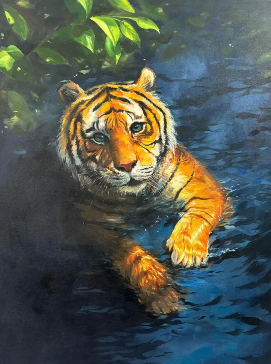 The Tiger (ART-18750-123710) - Handpainted Art Painting - 36in X 48in
