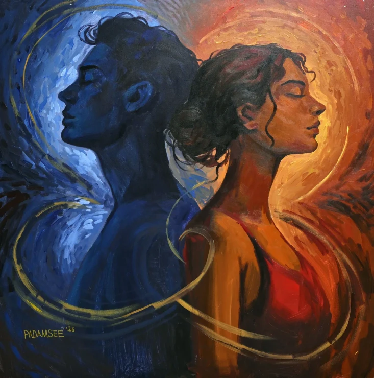 INTERTWINED ECHOES (ART-18703-123803) - Handpainted Art Painting - 48in X 48in