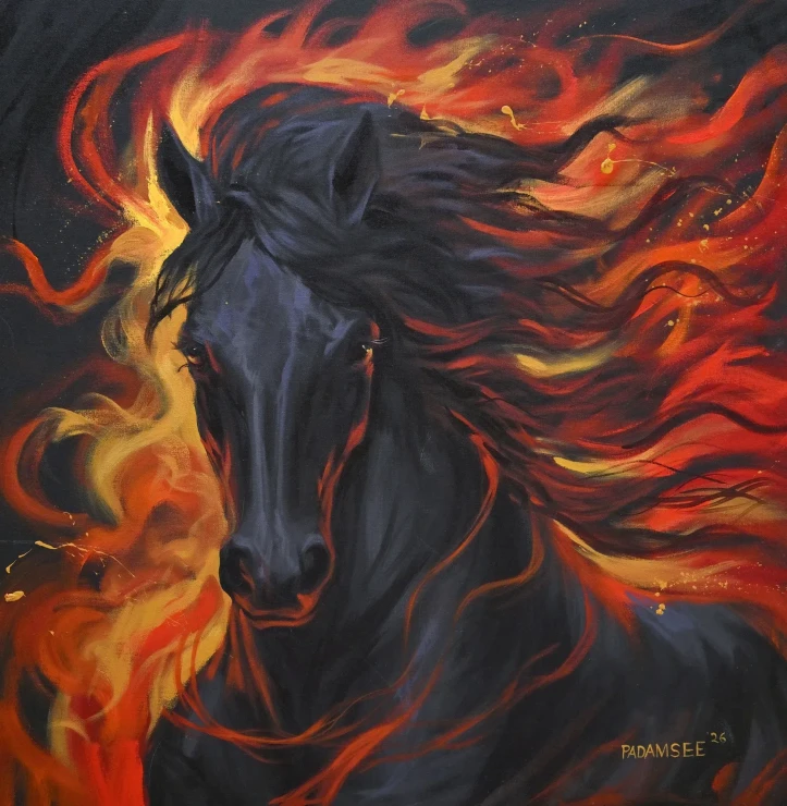 INFERNO SOVEREIGN (ART-18703-123798) - Handpainted Art Painting - 36in X 36in