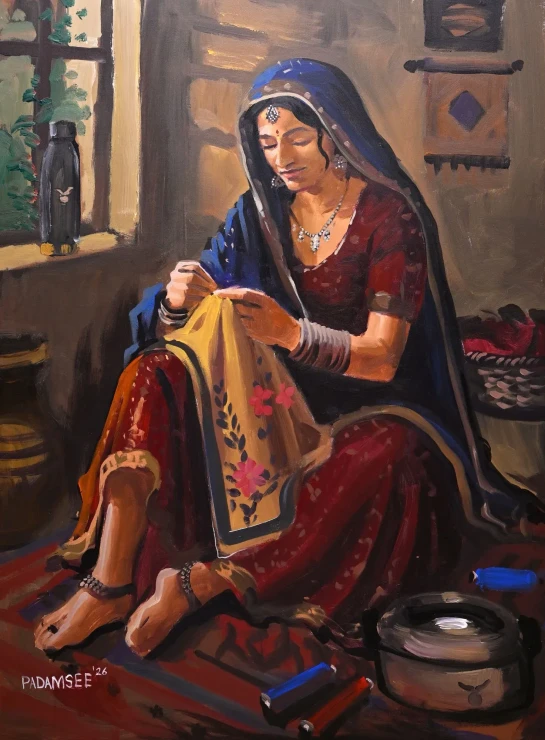 THREADS OF MEMORY (ART-18703-123797) - Handpainted Art Painting - 36in X 48in