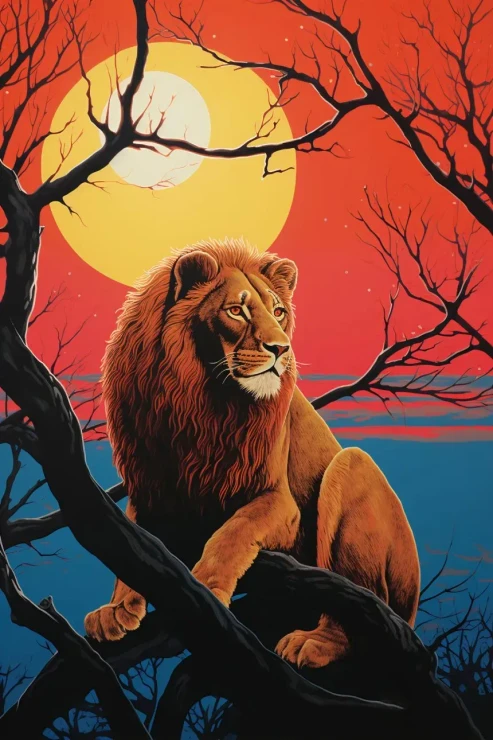 Lions-art-style (PRT-7809-123821) - Canvas Art Print - 12in X 18in