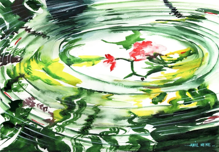 Whispers On The Water (ART-924-123936) - Handpainted Art Painting - 15in X 11in
