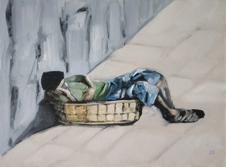 Siesta (ART-18736-123959) - Handpainted Art Painting - 15in X 11in