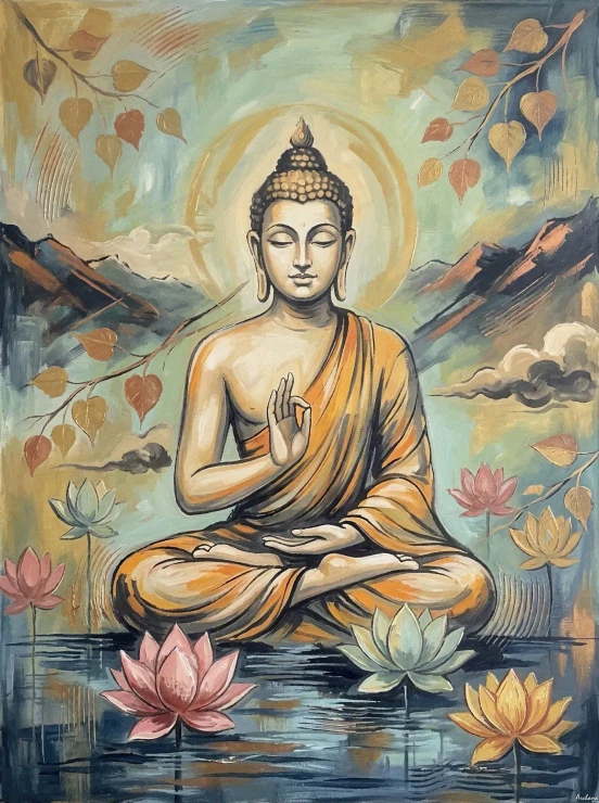Stillness Beneath Golden Skies (PRT-15697-123986) - Canvas Art Print - 27in X 36in