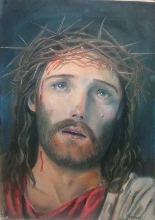 Crown Of Thorns (ART-199-124009) - Handpainted Art Painting - 16in X 25in
