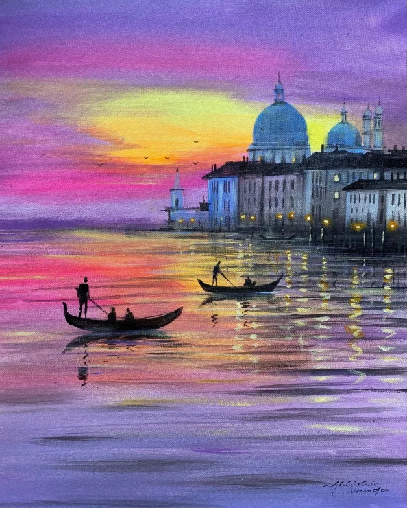 Venice (ART-3512-124008) - Handpainted Art Painting - 18in X 23in
