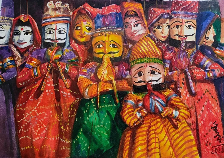 Kathputli Series (PRT-7901-124073) - Canvas Art Print - 48in X 34in