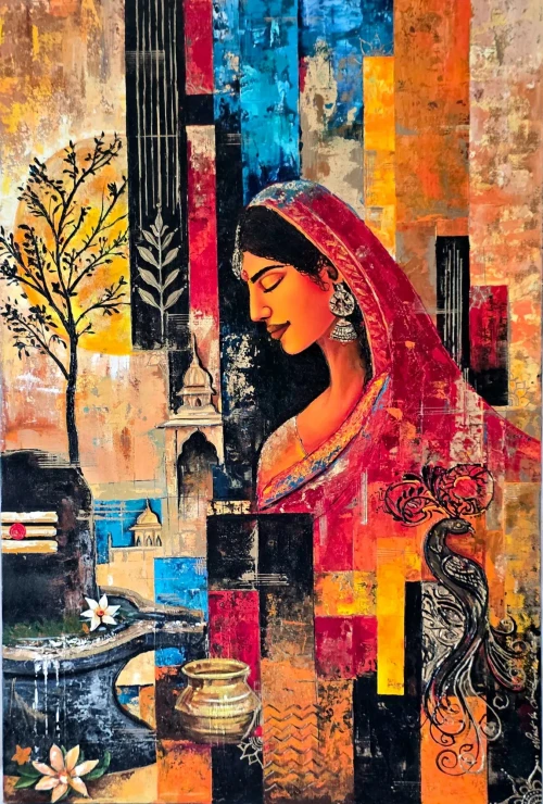 Untitled (ART-17843-124139) - Handpainted Art Painting - 24in X 36in