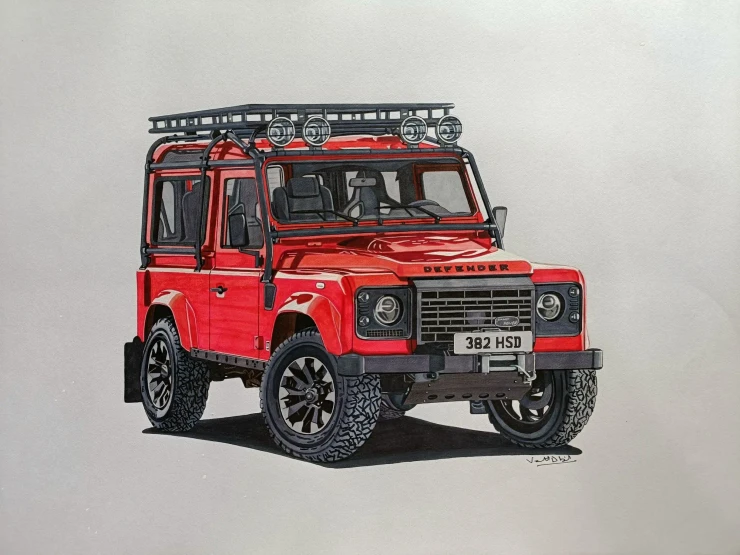 Classic Land Rover Defender 3D (ART-8874-124340) - Handpainted Art Painting - 16in X 11in
