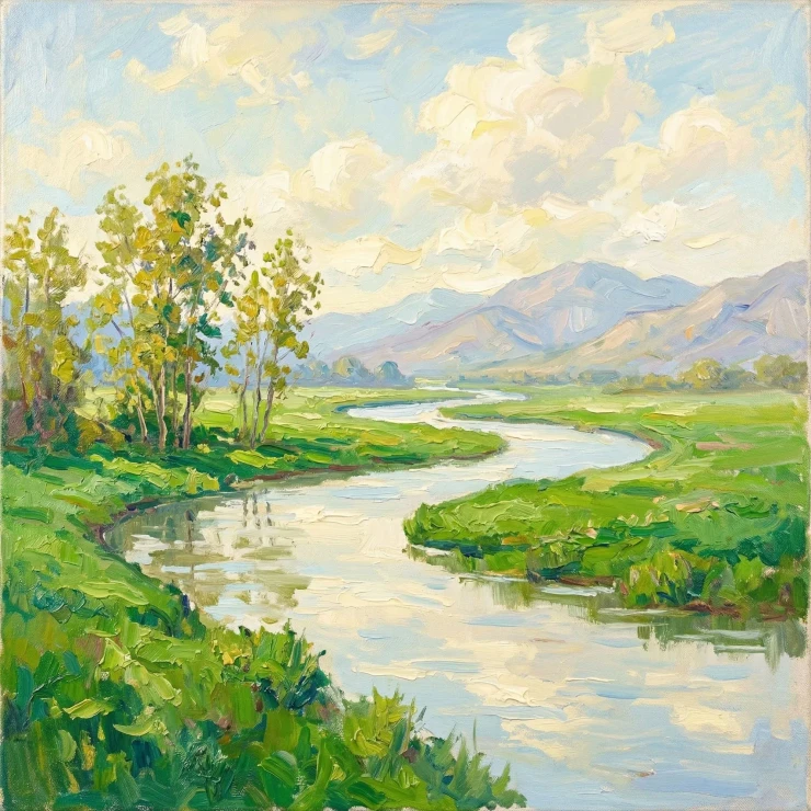 Bend In The Emerald Valley (PRT-15697-124595) - Canvas Art Print - 60in X 60in