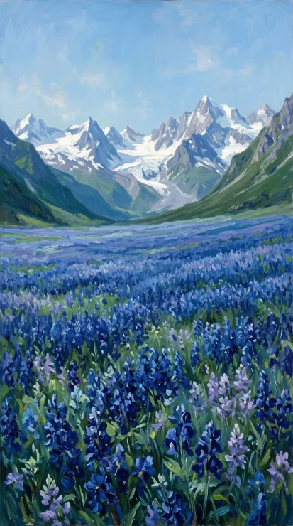 Valleys Of Azure Echoes (PRT-16861-124459) - Canvas Art Print - 33in X 60in
