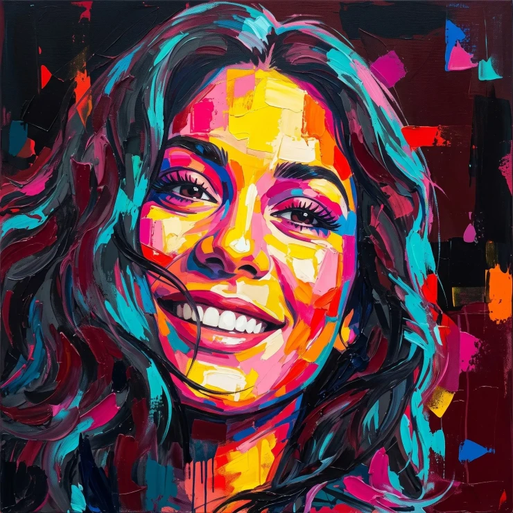 Vibrant Radiant Smile Portrait (PRT-15697-124217) - Canvas Art Print - 60in X 60in