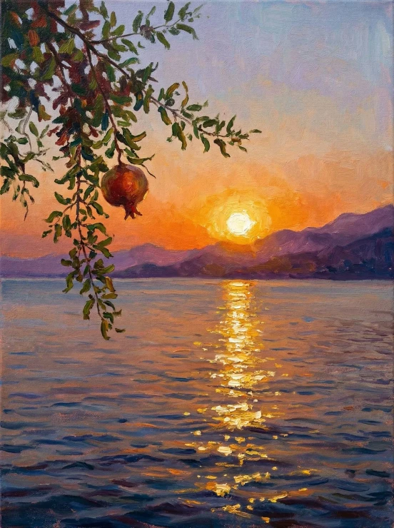 Solstice Over Crimson Shore (PRT-15697-124668) - Canvas Art Print - 45in X 60in