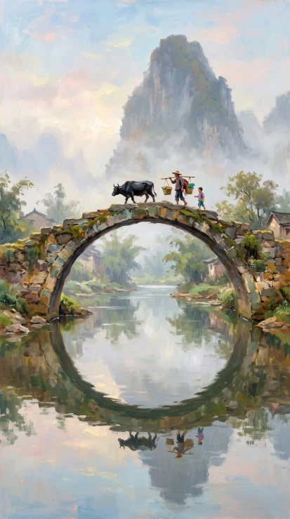 Crossing The Quiet Waters (PRT-16861-124514) - Canvas Art Print - 33in X 60in