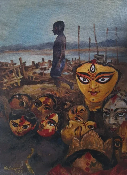 Durga Ma (PRT-18009-124176) - Canvas Art Print - 26in X 36in
