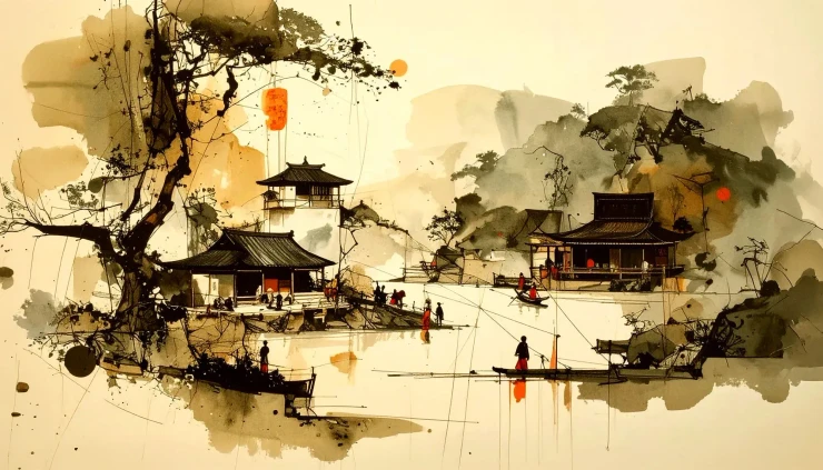 Echoes Of The East (PRT-18873-124546) - Canvas Art Print - 42in X 24in