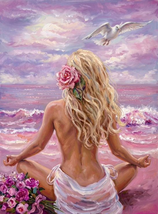 Serenity On The Rose Sea (PRT-16861-124590) - Canvas Art Print - 44in X 60in