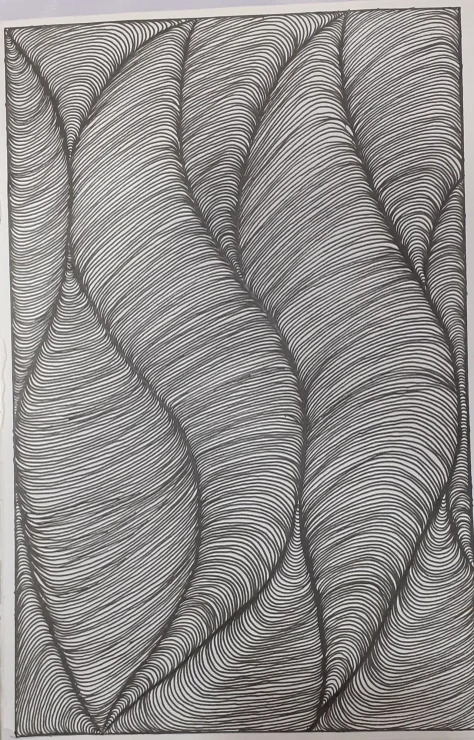 Organic Flow – Intricate Line Art (ART-18546-124690) - Handpainted Art Painting - 8in X 10in