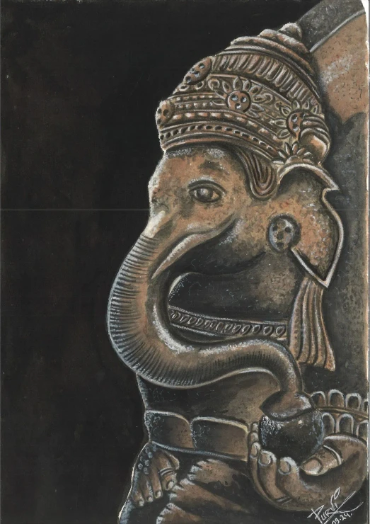 Ganesha 2 (PRT-18664-124747) - Canvas Art Print - 13in X 18in