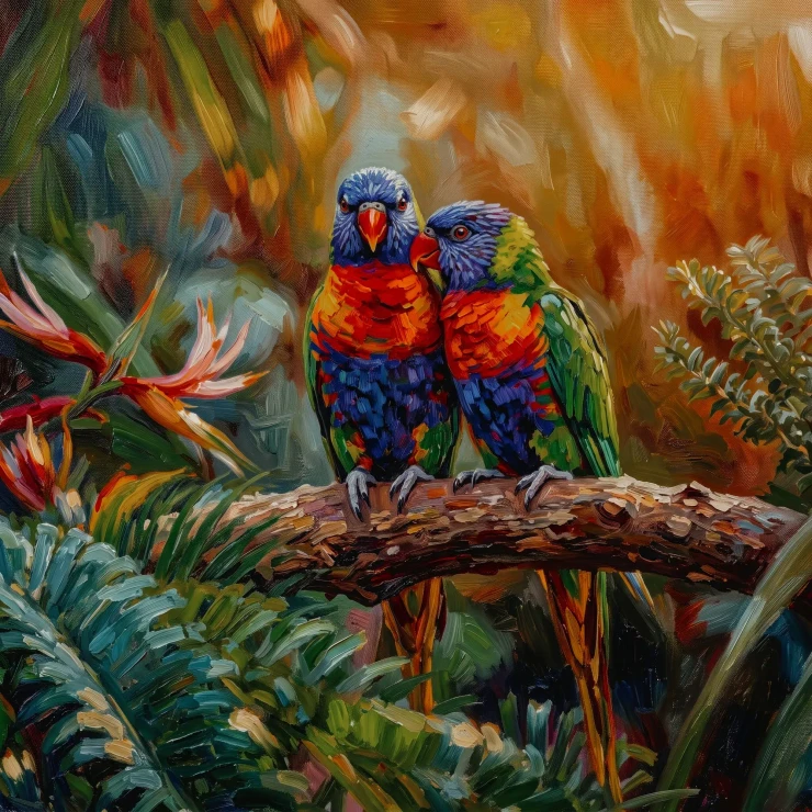 Chromatic Canopy Companions (PRT-15697-124529) - Canvas Art Print - 60in X 60in